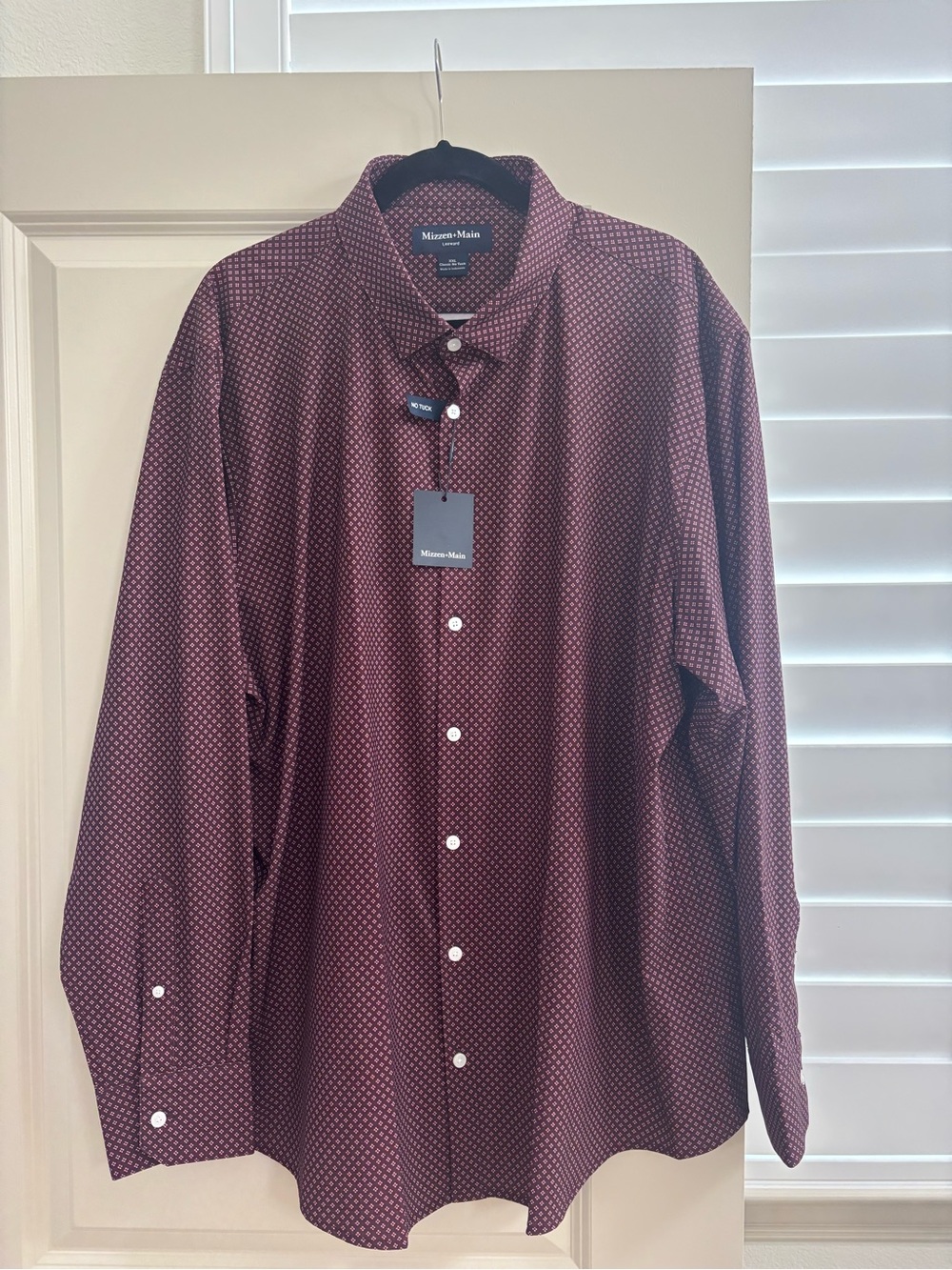 Mizzen+Main Wine Red Geometric Print Button-Down Shirt